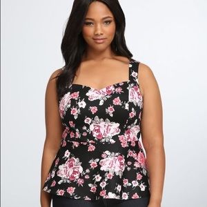 Torrid OPEN BACK Peplum Floral FIT & FLARE Top